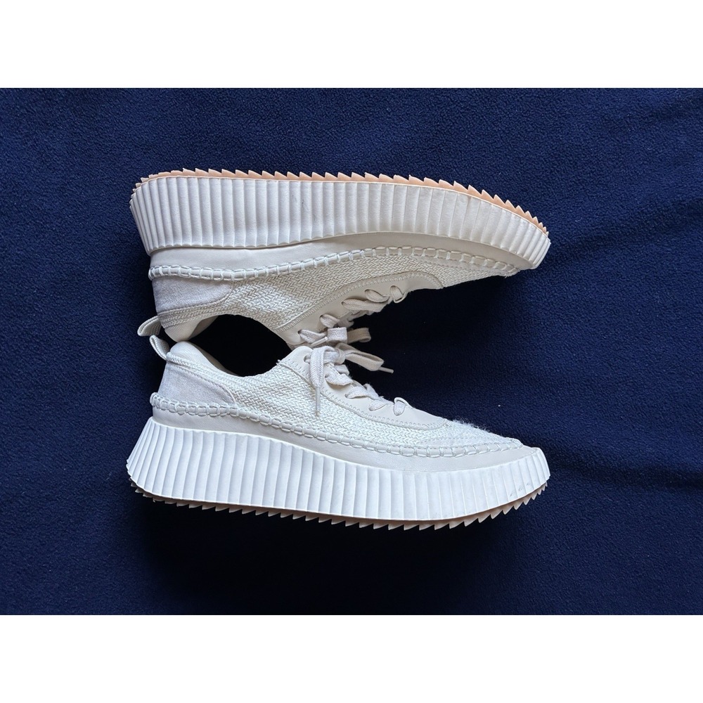 Dolce Vita Cream Platform Sneakers Size 9 Woven Chunky Ivory Lace Up Shoes - Picture 5 of 12
